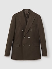 Oscar Jacobson Linen Double Breasted Blazer - Image 2 of 7