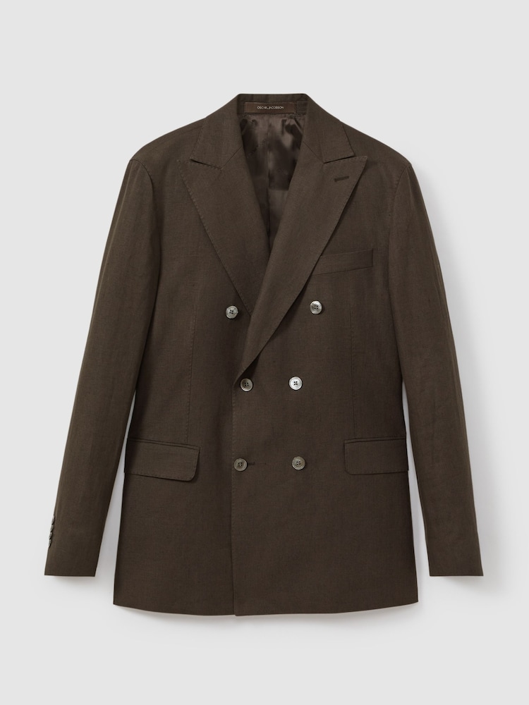 Oscar Jacobson Linen Double Breasted Blazer - Image 2 of 7