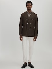 Oscar Jacobson Linen Double Breasted Blazer - Image 3 of 7
