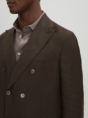 Oscar Jacobson Linen Double Breasted Blazer - Image 4 of 7