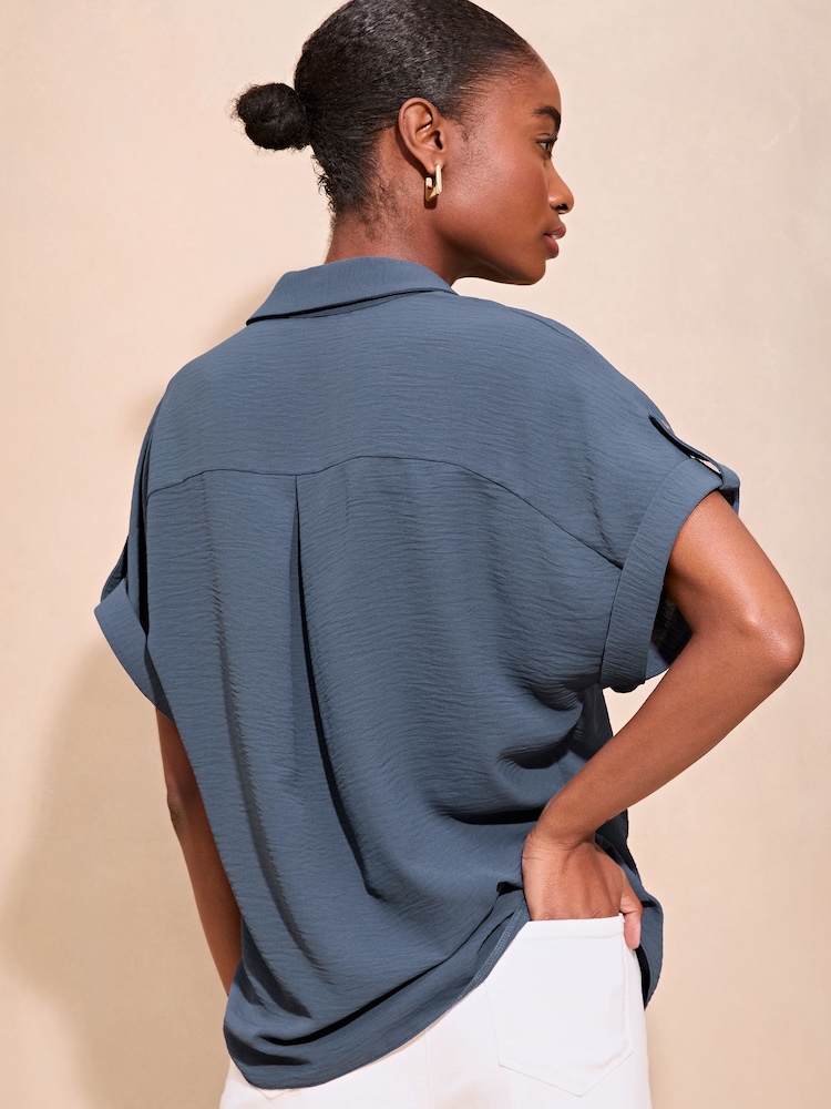 Lipsy Blue Short Sleeve Utility Shirt - Image 2 of 4
