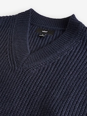 Navy Blue Regular Fit Rib Texture Tank with Wool - Image 7 of 7
