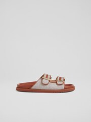 LK Bennett Tan Brown Strappy Ionnna Woven Footbed Sandals - Image 1 of 2