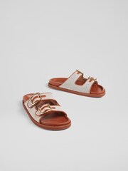 LK Bennett Tan Brown Strappy Ionnna Woven Footbed Sandals - Image 2 of 2