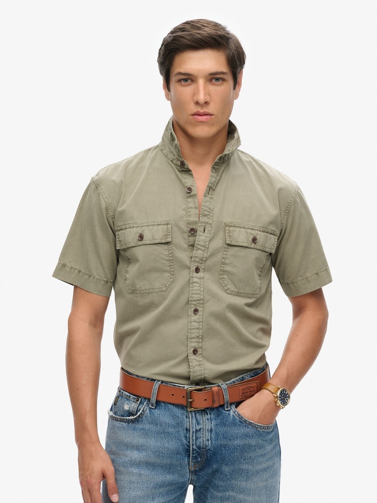 Superdry Green Military Short Sleeve Shirt - Image 1 of 6