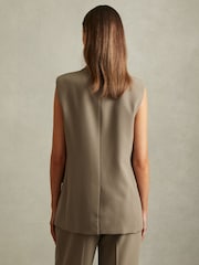 Reiss Khaki Madelyn Petite Double Breasted Longline Suit Waistcoat - Image 4 of 6