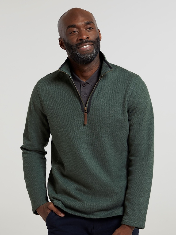 Mountain Warehouse Light Green Mens Beta Contrast Zip-Neck T-Shirt - Image 1 of 5 Mountain Warehouse Light Green Mens Beta Contrast Zip-Neck T-Shirt - Image 1 of 5