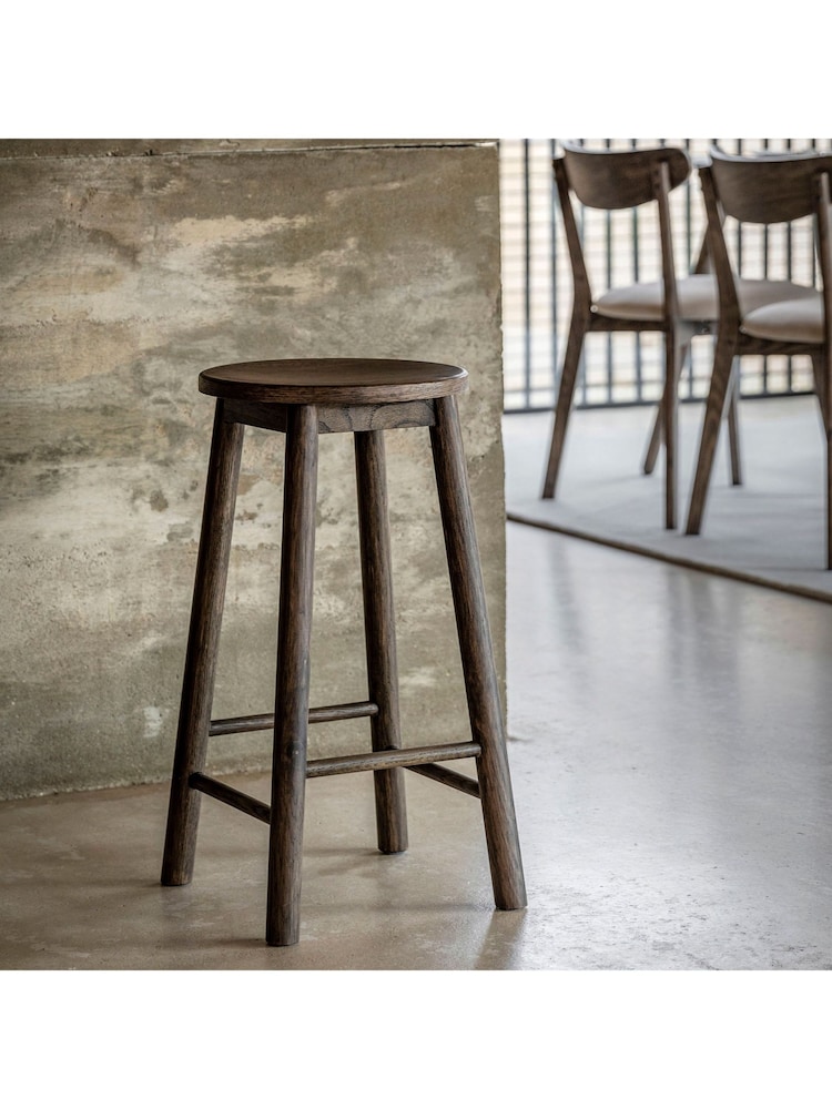 Gallery Home Dark Wood Temara Oak Style Stool - Image 1 of 5