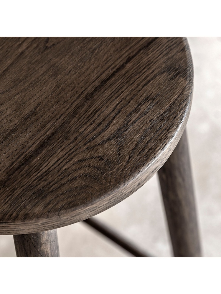 Gallery Home Dark Wood Temara Oak Style Stool - Image 2 of 5