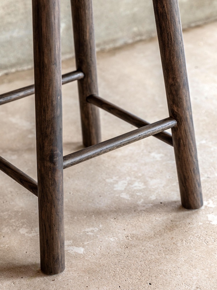 Gallery Home Dark Wood Temara Oak Style Stool - Image 3 of 3 Gallery Home Dark Wood Temara Oak Style Stool - Image 3 of 3