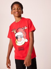 Red Rudolph Sequin Short Sleeve Christmas 100% Cotton T-Shirt (3-16yrs) - Image 1 of 9