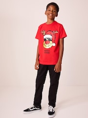 Red Rudolph Sequin Short Sleeve Christmas 100% Cotton T-Shirt (3-16yrs) - Image 2 of 9