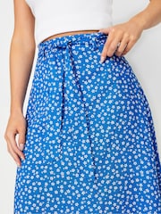 PixieGirl Petite Blue Blue Ditsy Floral Print Midi Skirt - Image 4 of 5