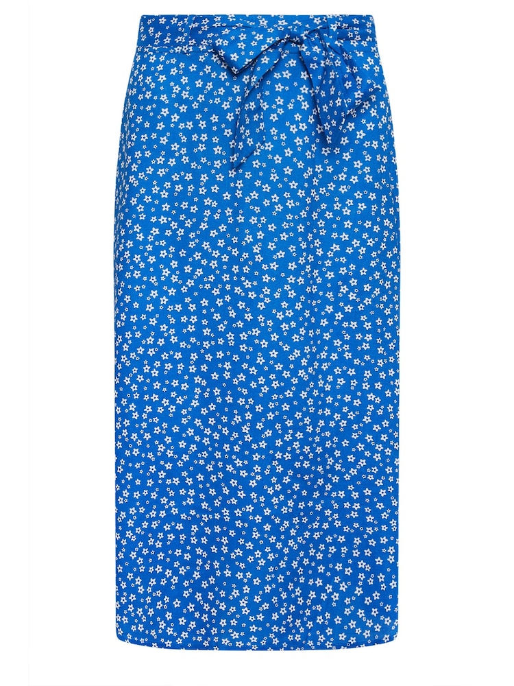 PixieGirl Petite Blue Blue Ditsy Floral Print Midi Skirt - Image 5 of 5