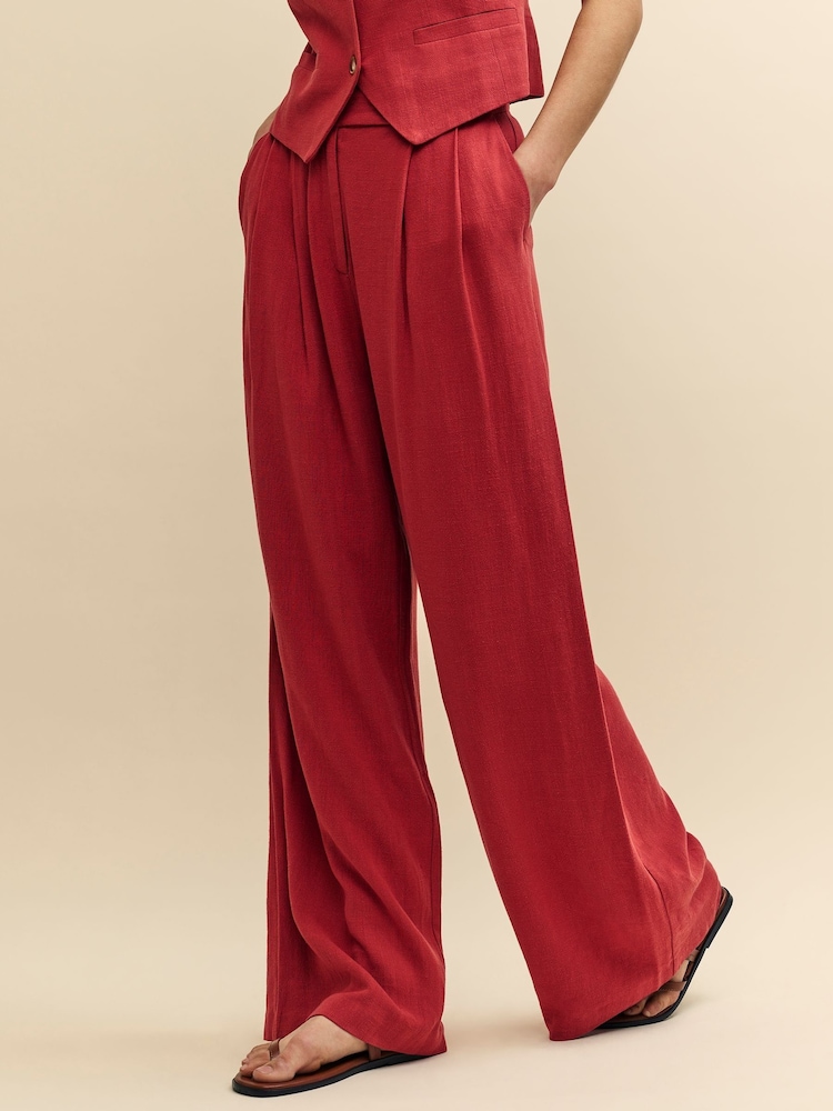 Nobody's Child Red Mel Trousers With Linen - Image 1 of 6