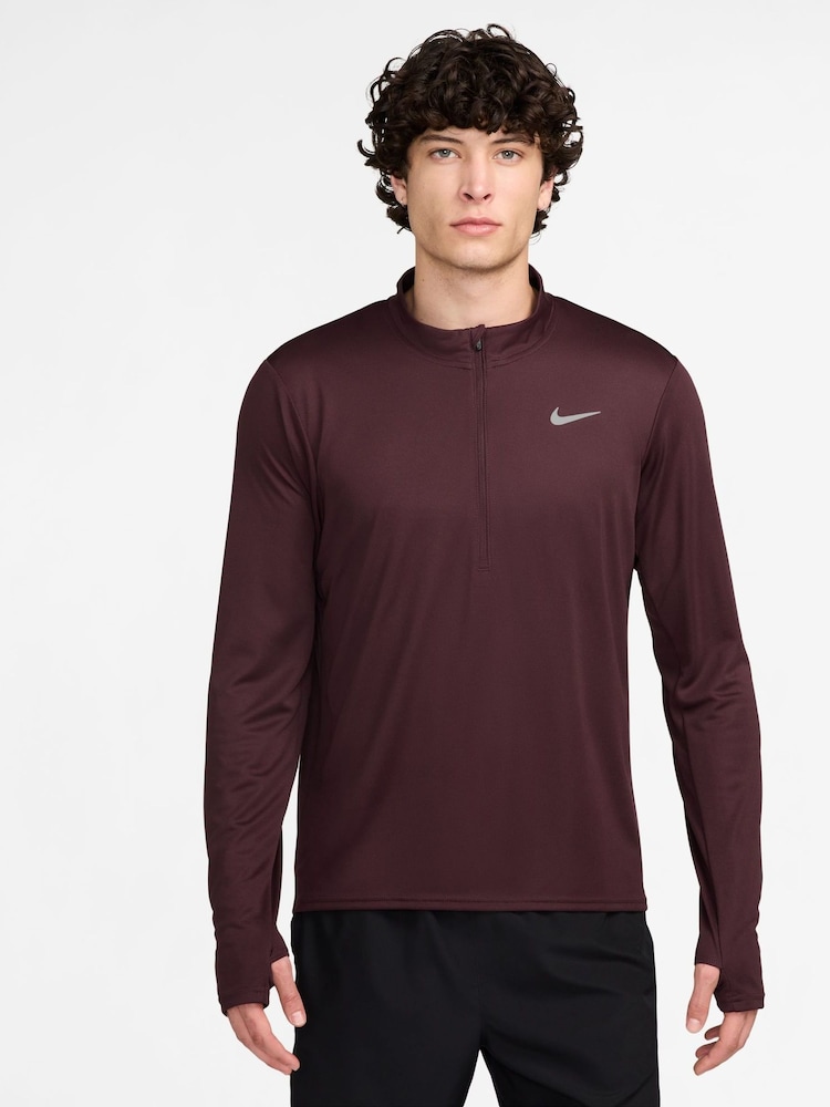 Красный - Топ для бега с короткой молнией Nike Dri-FIT Pacer - Изображение 1 из 4