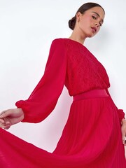 Roman Pink Pleated Premium Maxi Skirt - Image 2 of 5