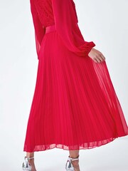 Roman Pink Pleated Premium Maxi Skirt - Image 3 of 5