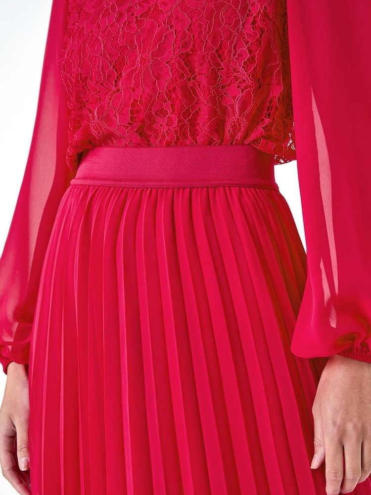 Roman Pink Pleated Premium Maxi Skirt - Image 5 of 5