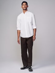 White Brushed 100% Cotton Oxford Long Sleeve Shirt - Image 2 of 8