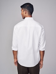 White Brushed 100% Cotton Oxford Long Sleeve Shirt - Image 3 of 8