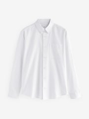 White Brushed 100% Cotton Oxford Long Sleeve Shirt - Image 5 of 8