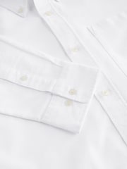 White Brushed 100% Cotton Oxford Long Sleeve Shirt - Image 7 of 8
