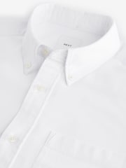 White Brushed 100% Cotton Oxford Long Sleeve Shirt - Image 8 of 8
