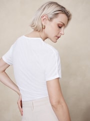 Blanco - Camiseta transparente de canalé con cuello redondo de Banana Republic - Imagen 2 de 4