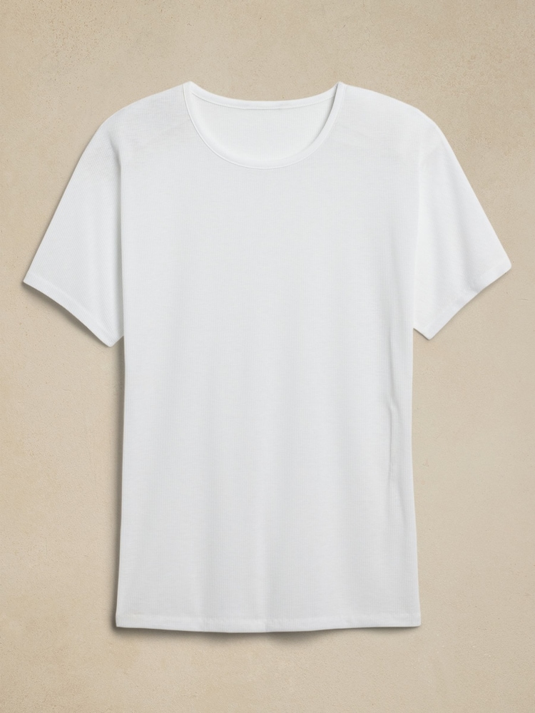 Blanco - Camiseta transparente de canalé con cuello redondo de Banana Republic - Imagen 4 de 4