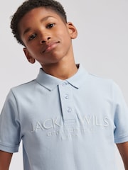 Jack Wills Blue Boys Pique 100% Cotton Polo Shirt - Image 3 of 7