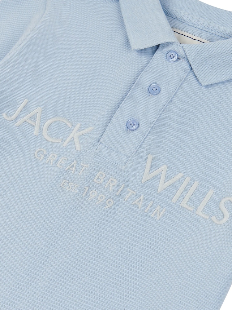 Jack Wills Blue Boys Pique 100% Cotton Polo Shirt - Image 7 of 7
