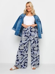 Yours Curve Blue Jersey Wide Leg Trousers - Image 2 of 5