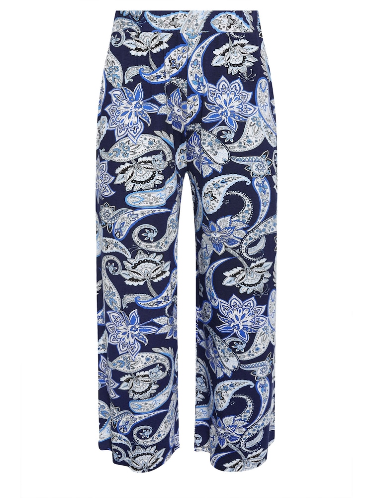 Yours Curve Blue Jersey Wide Leg Trousers - Image 5 of 5