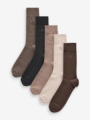 Neutral Soft Marl 5 Pack Embroidered Lasting Fresh Socks - Image 2 of 7