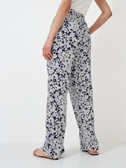 Crew Clothing Blue Dion Floral Print Wide Leg 100% Cotton Trousers - Image 2 of 4