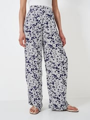 Crew Clothing Blue Dion Floral Print Wide Leg 100% Cotton Trousers - Image 4 of 4