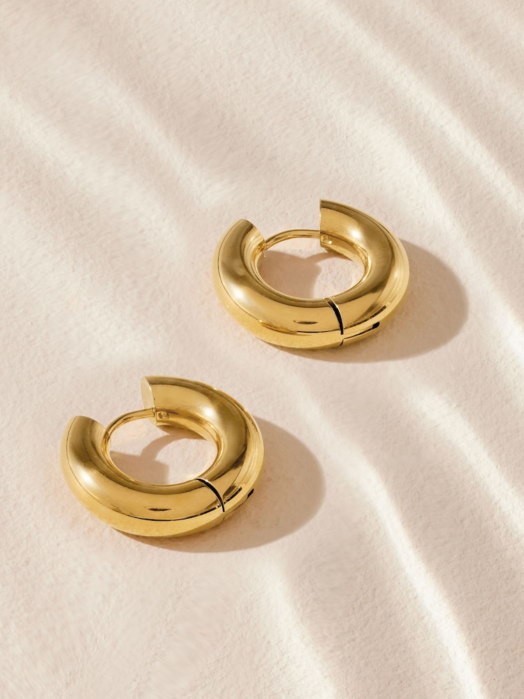 Gold Tone Stainless Steel Chubby Hoop Earrings - Image 4 of 7