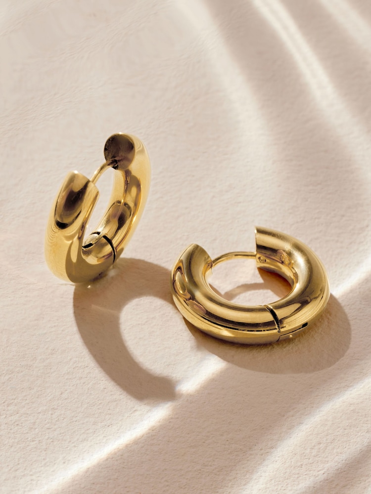 Gold Tone Stainless Steel Chubby Hoop Earrings - Image 6 of 7