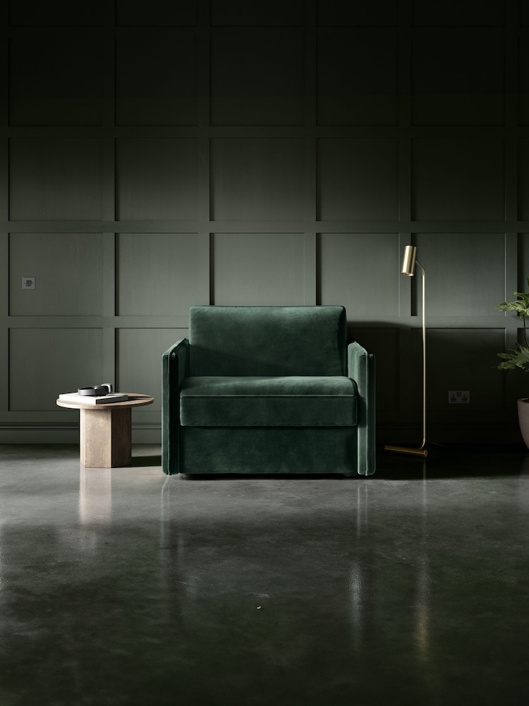 Jay-Be Luxe Velvet Bottle Green Slim Snuggle Sofa Bed - Image 1 of 6