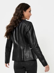 Urban Code Black Petite Collarless Leather Jacket - Image 2 of 5