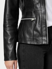 Urban Code Black Petite Collarless Leather Jacket - Image 3 of 5