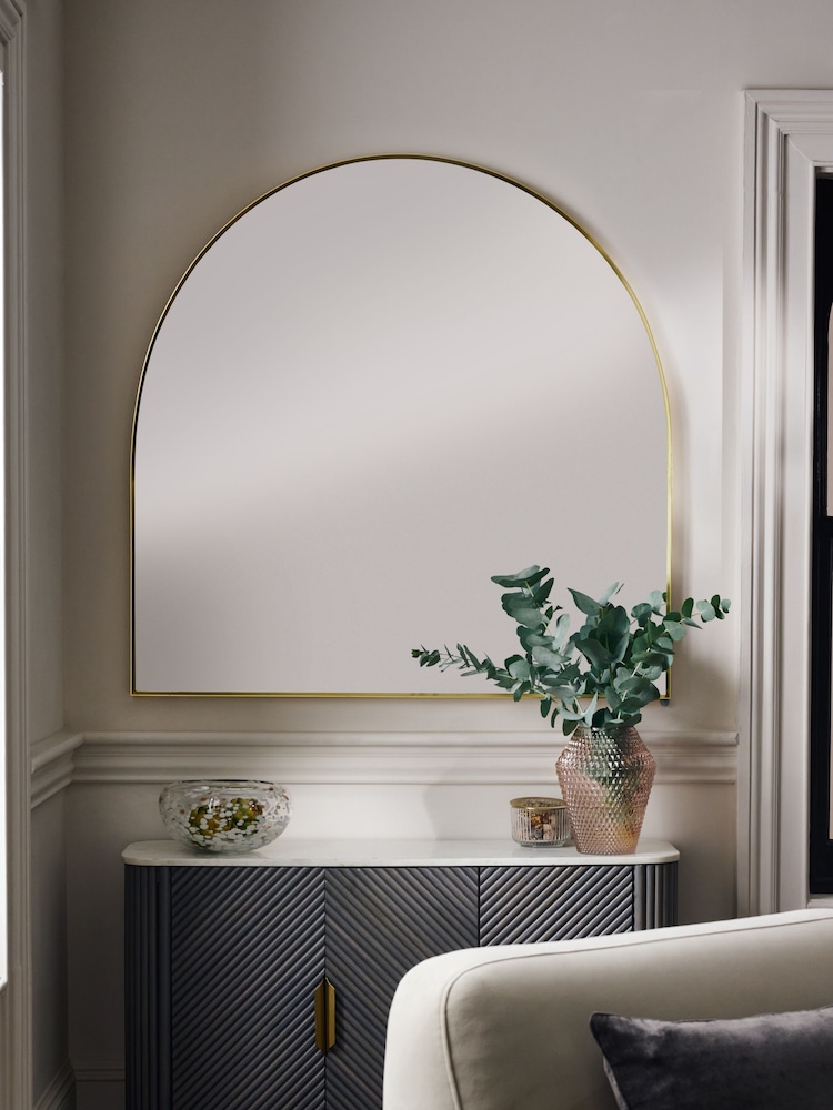 Gold Wide Arch Over Mantle Wall Mirror - Image 1 of 5