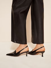Friends Like These Black Faux Leather Loafer Slingback Court Shoe - Image 2 of 4