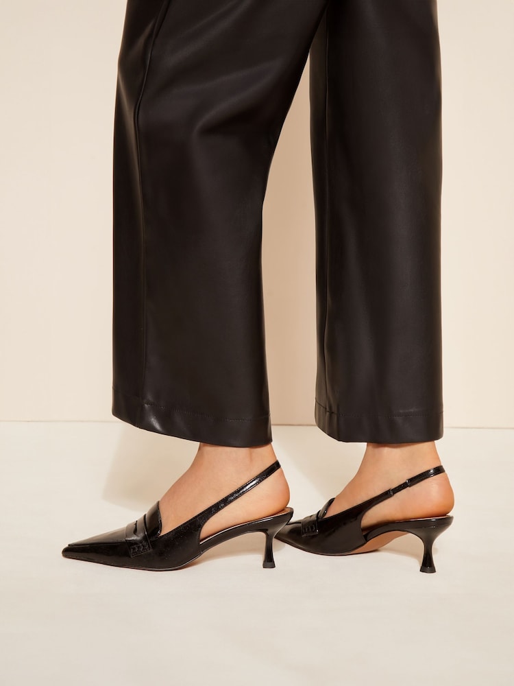 Friends Like These Black Faux Leather Loafer Slingback Court Shoe - Image 2 of 4