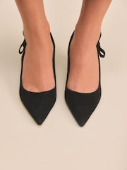 Black Leather Tabitha Simmons x Next Dela Slingback Point Heels - Image 2 of 6