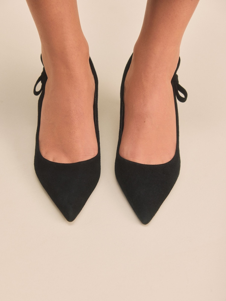 Black Leather Tabitha Simmons x Next Dela Slingback Point Heels - Image 2 of 6
