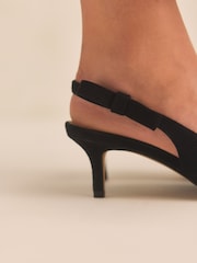 Black Leather Tabitha Simmons x Next Dela Slingback Point Heels - Image 4 of 6