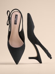 Black Leather Tabitha Simmons x Next Dela Slingback Point Heels - Image 6 of 6