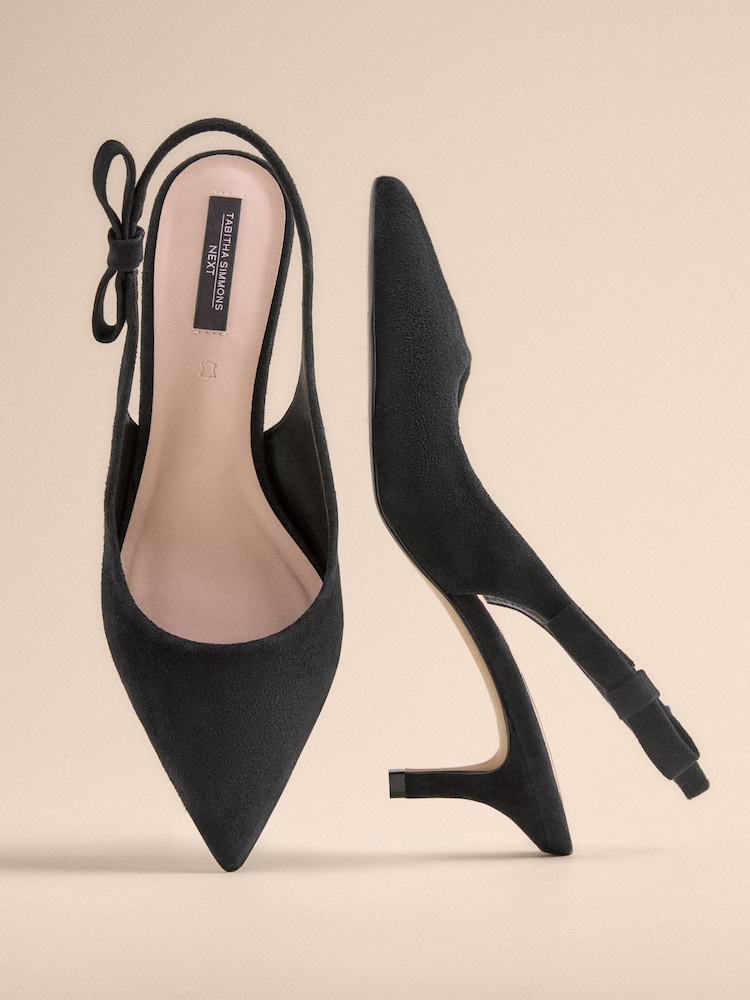 Black Leather Tabitha Simmons x Next Dela Slingback Point Heels - Image 6 of 6